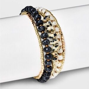 Semi-Precious Black Howlite Cylinder
Beaded Bracelet Set 5pc - Universal
Thread